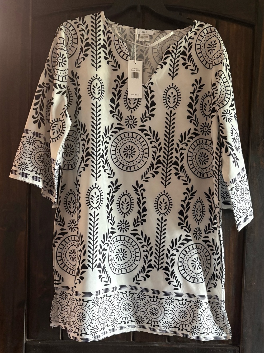 Collection XIIX White and Black Printed Swim Coverup